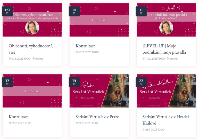 Nejbližší akce - klub